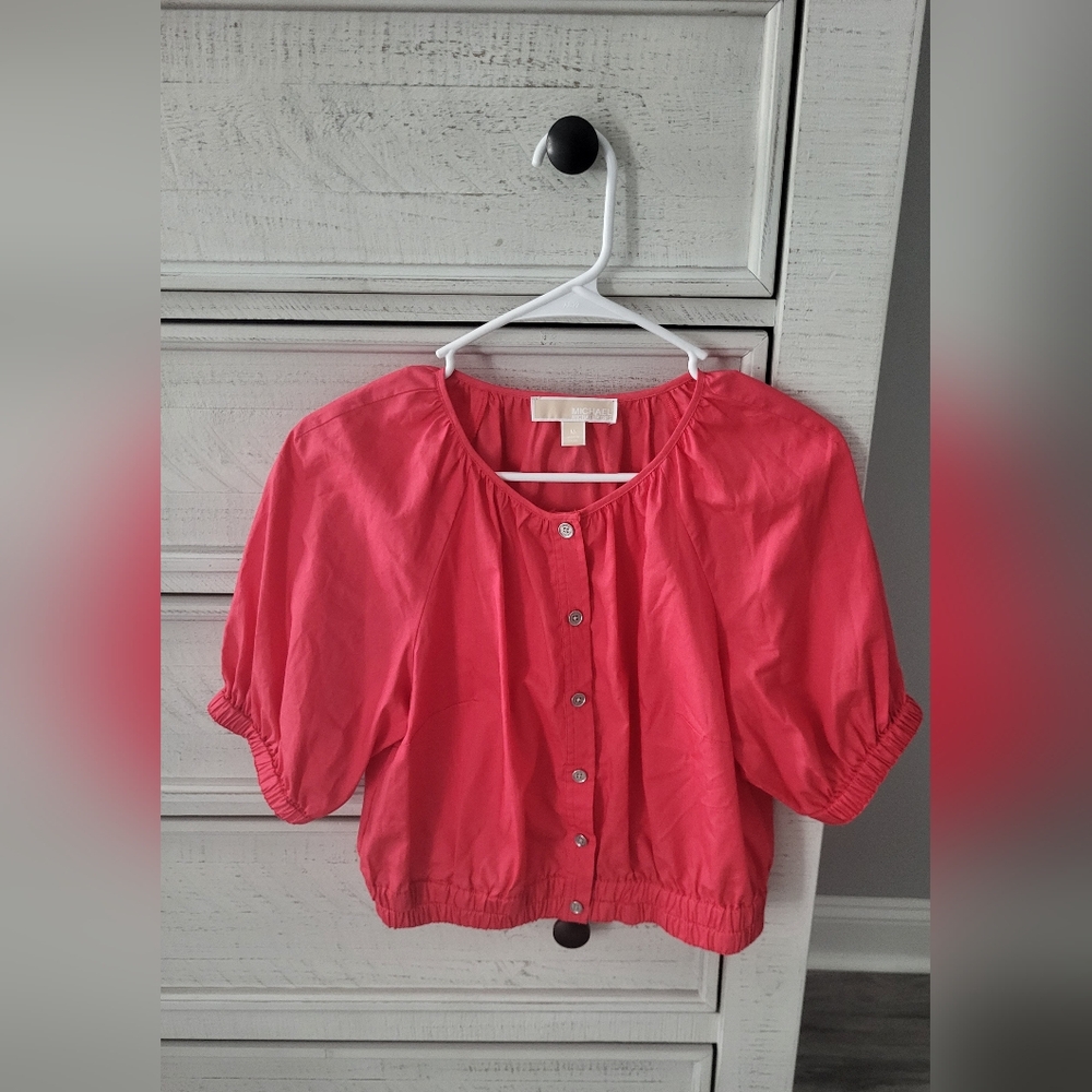 Michael Kors Pink Puff Sleeve Blouse